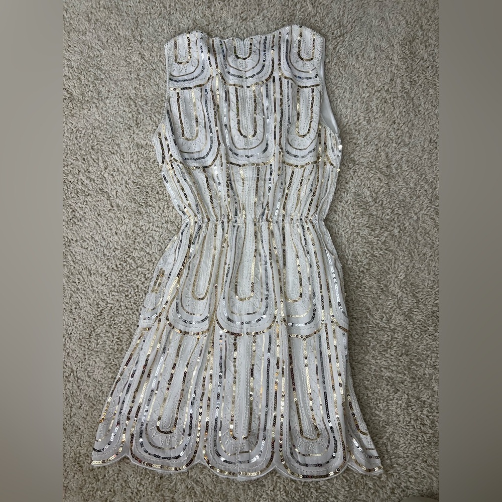 Women’s White and Gold 1920s Cocktail Dress NWOT - Picture 2 of 8
